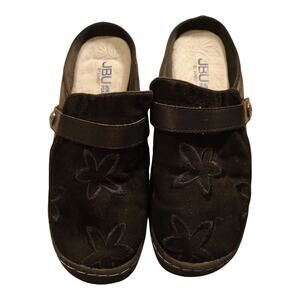 JBU By Jambu Women’s Black Velor Slip On Embroidered Flowers Mules Size 8.5 M